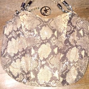 Michael Kors Vintage Snakeskin Hobo Bag with Chain Handles